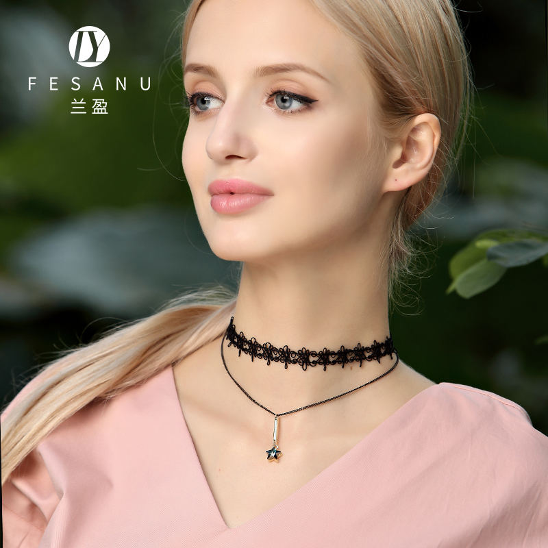 兰盈许愿流星项圈 choker蕾丝项链颈链锁骨链采用施华洛世奇元素|msdalam kategori Aksesori/Barang Kemas Fesyen, kalung - dari Buy2taobao.com untuk memberikan perkhidmatan ejen Taobao profesional membeli