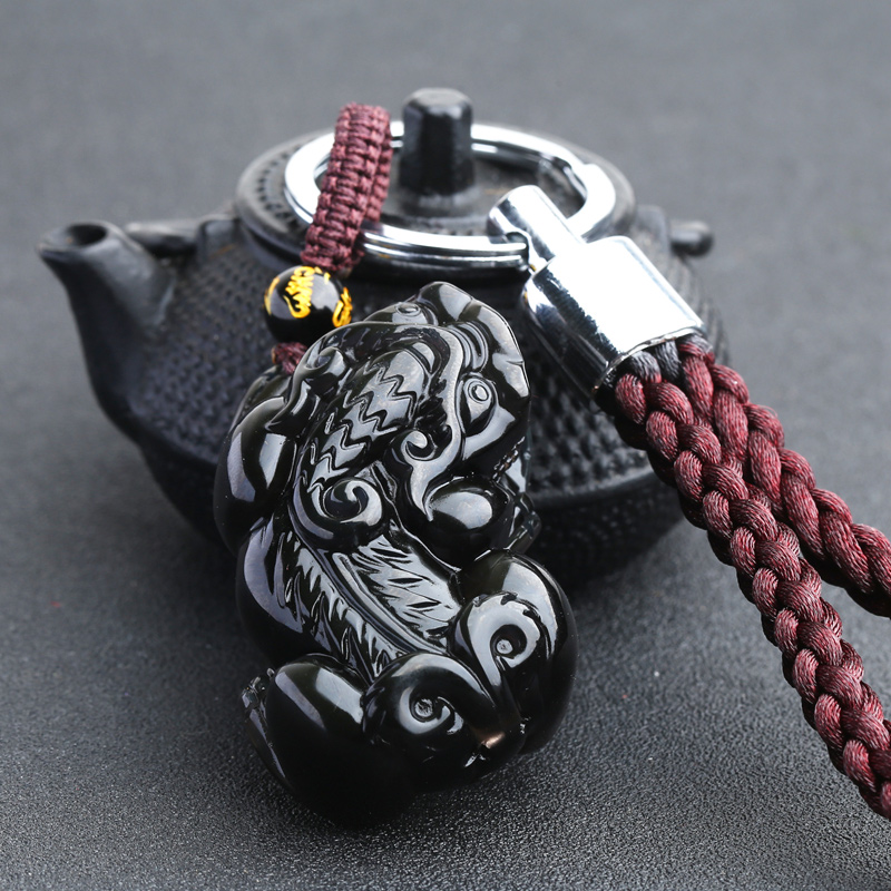 Turn on the light natural Obsidian brave troops Key buckle Jin Yao Ice color Obsidian Lucky Keychain Lanyardsin the Accessories/Fashion Jewelry, DIY Fitting , Buckle category - from Buy2taobao.com to provide professional Taobao agent buy service
