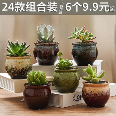 铂玉多肉花盆粗陶透气肉肉花盆韩式盆器创意个性植物花盆陶瓷批发