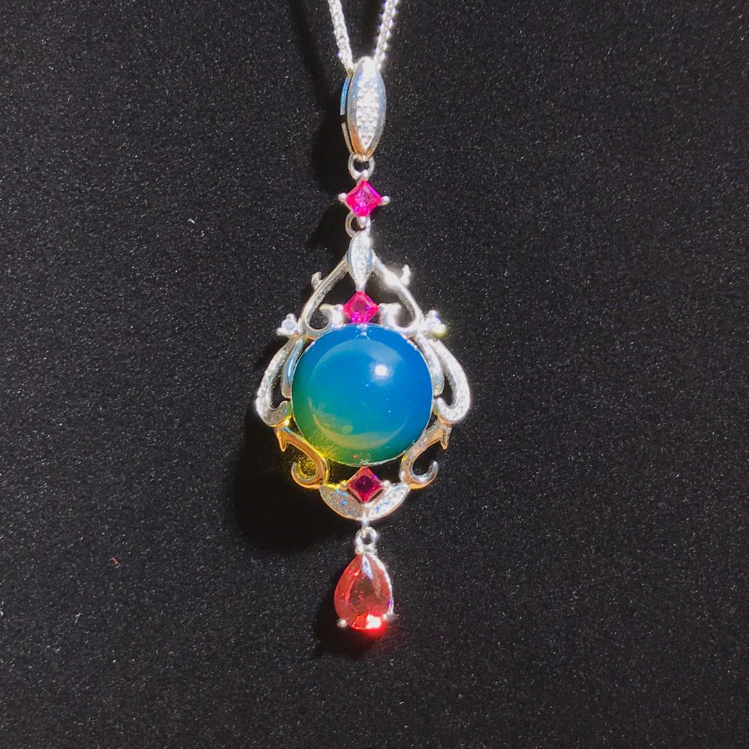 2019 new pattern U.S.A brand Quincy QUANCY925 Silver gilt Diana series Blue Perot Necklace B09in the Accessories/Fashion Jewelry, Necklace category - from Buy2taobao.com to provide professional Taobao agent buy service