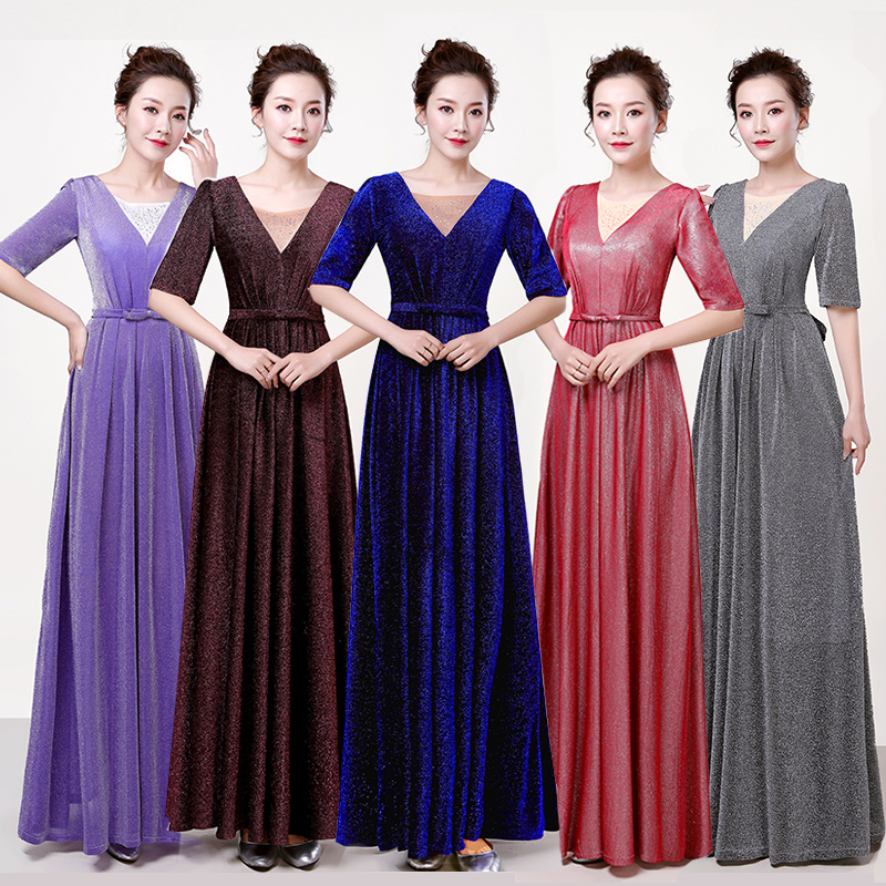 Chorus costume longuette 2019 new pattern Middle and old age Costume Command Host have more cash than can be accounted for full dressin the Women's clothing/Boutique , Costume/National costume/Stage costumes , National costume/Costumes category - from Buy2taobao.com to provide professional Taobao agent buy service