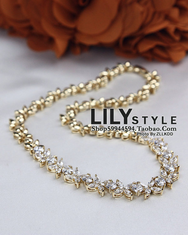 European style female Party Stars Wedding party funds Clover Imported zircon Set Necklace Necklacein the Accessories/Fashion Jewelry, Necklace category - from Buy2taobao.com to provide professional Taobao agent buy service