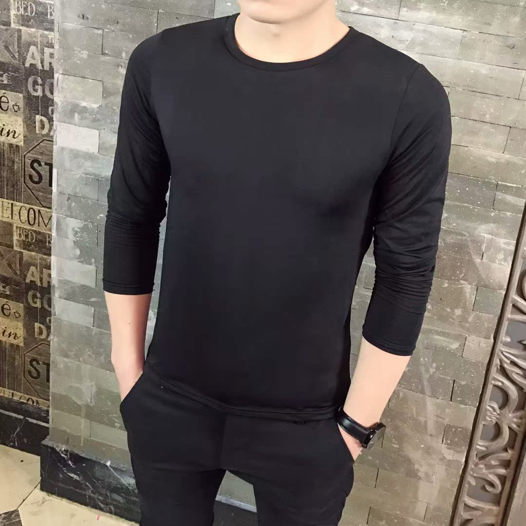 9.9元特卖男装同款长袖男t恤精神社会小伙秋衣纯色修身衣服潮|msdalam kategori Pakaian Lelaki, baju-T - dari Buy2taobao.com untuk memberikan perkhidmatan ejen Taobao profesional membeli