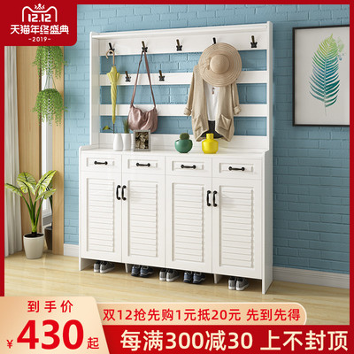 北欧鞋柜现代简约欧式鞋柜大容量客厅多功能带挂衣架玄关柜门厅柜