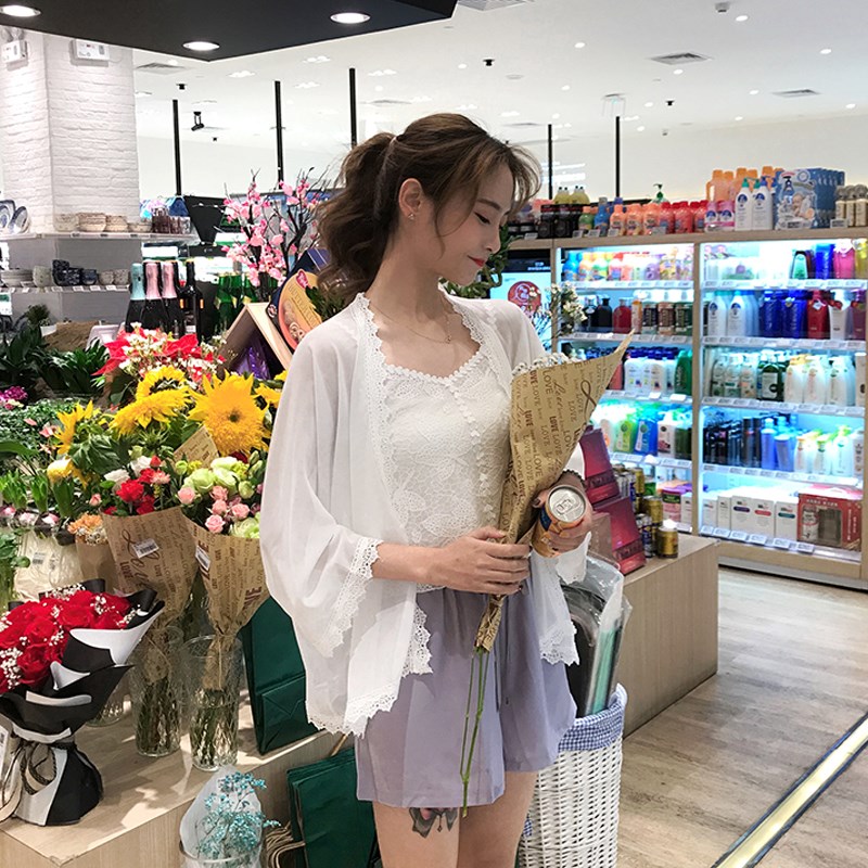 夏季開衫外搭女薄款披肩外套仙女+蕾絲小吊帶+短褲在類目 女裝/女士精品, 蕾絲衫/雪紡衫中 - 來自Buy2taobao.com提供專業的淘寶代購服務
