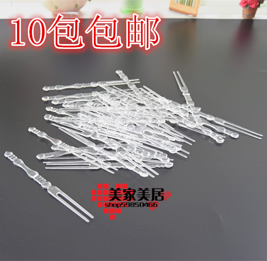 包邮透明竹节水果叉 蛋糕叉两节叉一次性水果针 塑料水果签|msdalam kategori pinggan mangkuk, pinggan mangkuk, garpu buah-buahan/tanda buah-buahan - dari Buy2taobao.com untuk memberikan perkhidmatan ejen Taobao profesional membeli