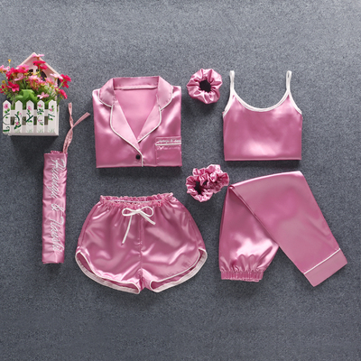 女童睡衣春秋女孩夏季套装薄款儿童家居服公主睡衣长袖七件套亲子