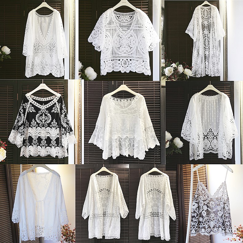 Autumn Large Cardigan pure cotton Lace shirt Shawl Smock Seaside Sandy beach Bikini Sunscreen Outside the ridein the Women's clothing/Boutique , Lace shirt/Chiffon shirt category - from Buy2taobao.com to provide professional Taobao agent buy service