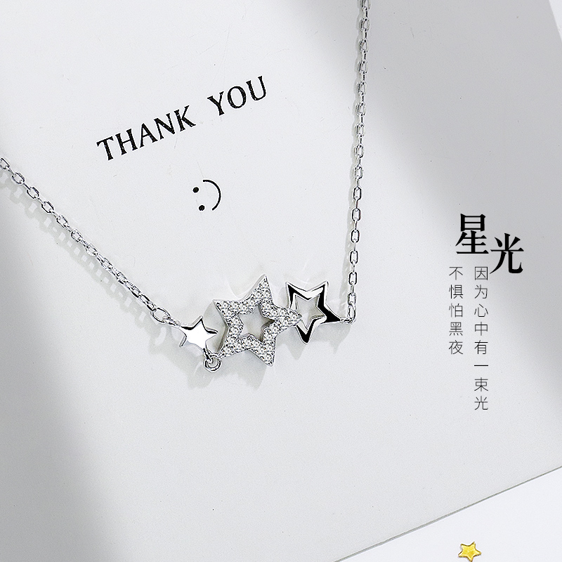 曼蒂娅银项链女锁骨链星星简约镶钻韩版925纯银饰品首饰礼物吊坠|ruв категории Украшения,ювелирные изделия, ожерелье - от Buy2taobao.com для оказания профессиональной услуги покупки агента Taobao