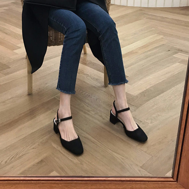 Rough shoes Women's Shoes 2019 new pattern Spring Middle heel Versatile girl fairy High-heeled shoes Springin the Women's Shoes, Low shoes category - from Buy2taobao.com to provide professional Taobao agent buy service