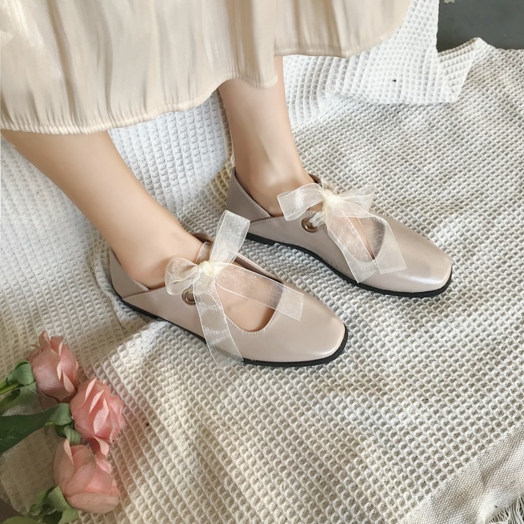 Versatile Baby leather shoes 2019 new pattern Frenum Shallow mouth Korean Edition Bandage Ballet shoes Flat bottom Sociology student Single shoesin the Women's Shoes, Low shoes category - from Buy2taobao.com to provide professional Taobao agent buy service