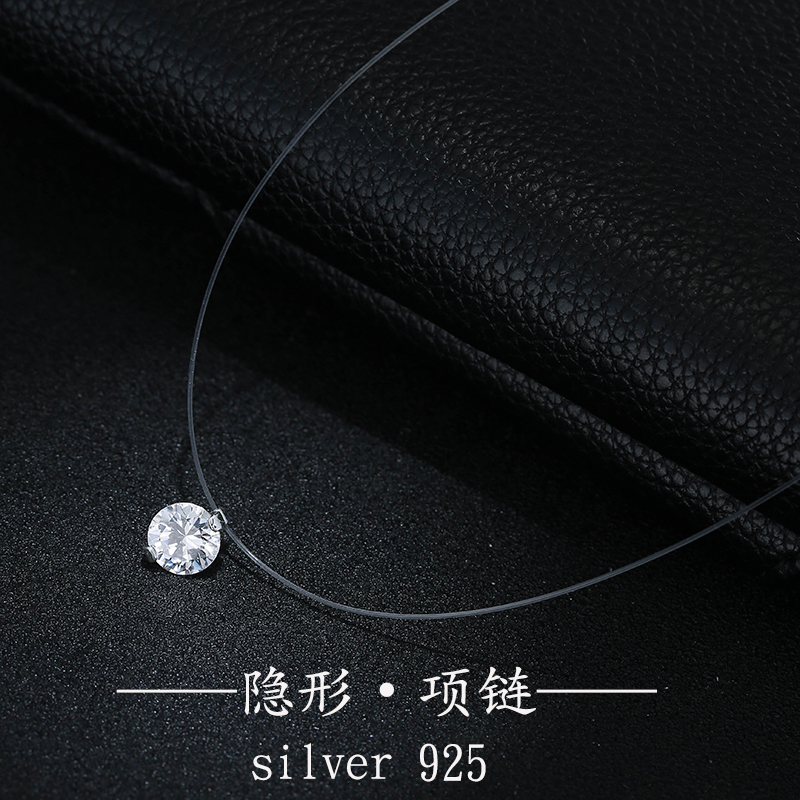 s925 Sterling Silver the republic of korea Simplicity Fishbone Tear zircon Pendant clavicle transparent invisible Fishing line Necklace giftin the Accessories/Fashion Jewelry, Necklace category - from Buy2taobao.com to provide professional Taobao agent buy service