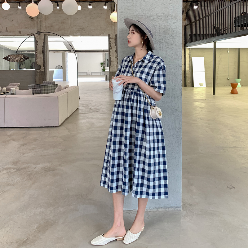 2019夏装新款蓝白灰格子可哺乳喂奶宽松连衣裙孕妇装孕前孕后两穿在类目 孕妇装/孕产妇用品/营养, 孕妇装, 连衣裙中 - 来自Buy2taobao.com提供专业的淘宝代购服务