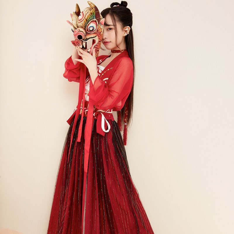 连体女生初春淡雅绣花齐腰大红色汉服女 古装飘逸演出服百搭收腰|msdalam kategori Butik wanita / wanita, pakaian/pakaian kebangsaan/peringkat pakaian, pakaian kebangsaan/pakaian - dari Buy2taobao.com untuk memberikan perkhidmatan ejen Taobao profesional membeli