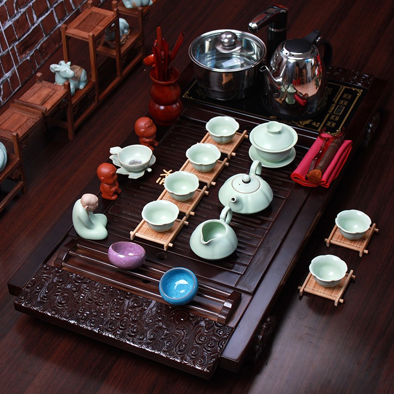 瓷牌茗陶瓷功夫茶具套装整套汝窑冰裂四合一电磁炉实木茶盘茶海。|ruв категории посуда, чайный сервиз, набор чайный сервиз - от Buy2taobao.com для оказания профессиональной услуги покупки агента Taobao
