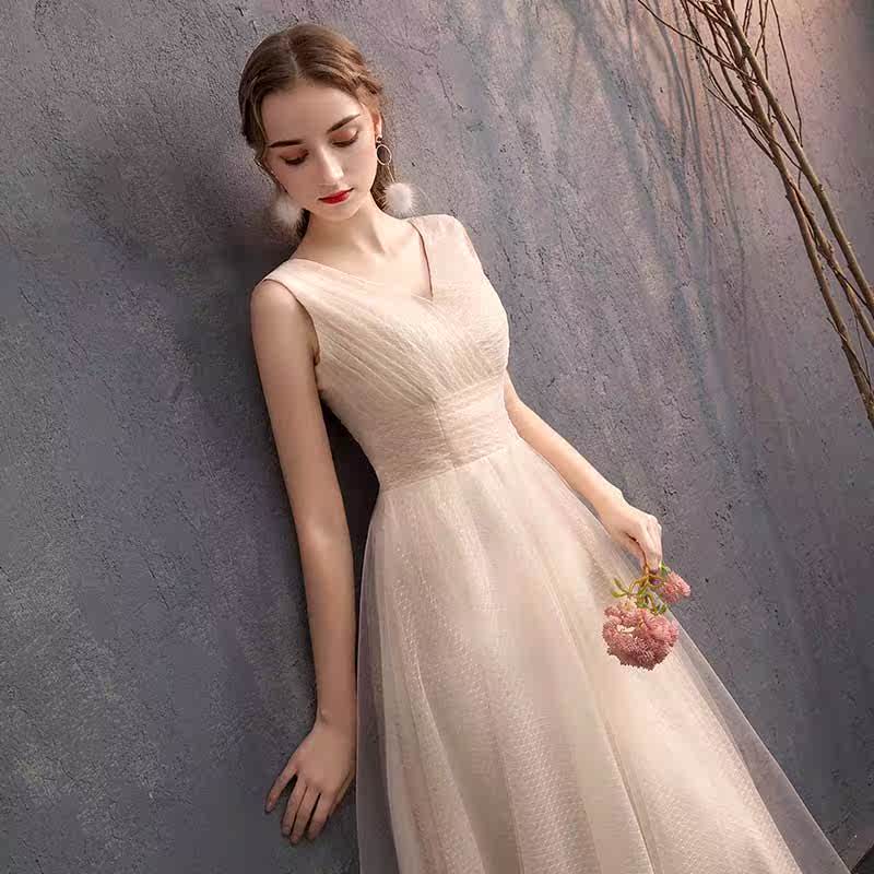 Bridesmaid dress long section 2019 Spring and summer new pattern Korean Edition Champagne Sisters Show thin Annual meeting Evening dress showin the Women's clothing/Boutique , Wedding/Cheongsam/Formal dress , Formal dress/Evening category - from Buy2taobao.com to provide professional Taobao agent buy service