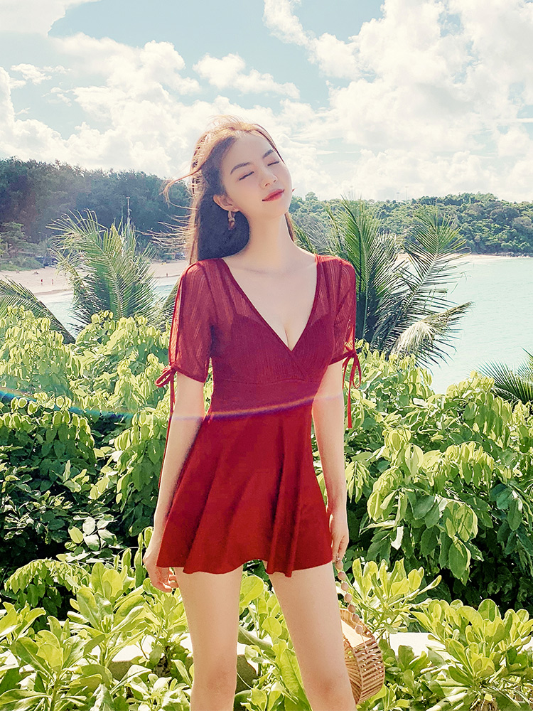 Swimsuit conservative Show thin Net Red Backless sexy Size Chest Gather Conjoined the republic of korea ins Windin the Sports/Yoga/Fitness/Fans supplies , Swim , Piece swimsuit category - from Buy2taobao.com to provide professional Taobao agent buy service