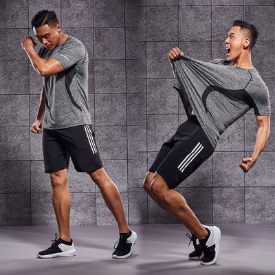 健身套装男健身房夏季宽松透气吸汗速干衣休闲跑步运动男士短套装