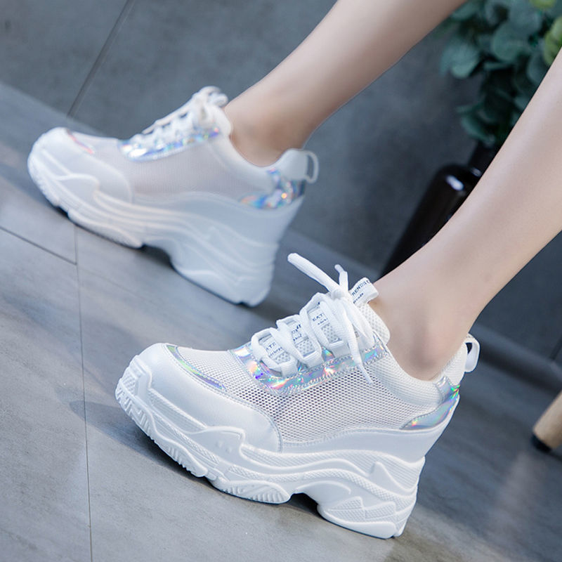 The thickness of the bottom Net surface Women's Shoes 2019 summer new pattern Show thin Versatile Hollow ventilation leisure time motion The increase in White shoesin the Women's Shoes, High shoes category - from Buy2taobao.com to provide professional Taobao agent buy service