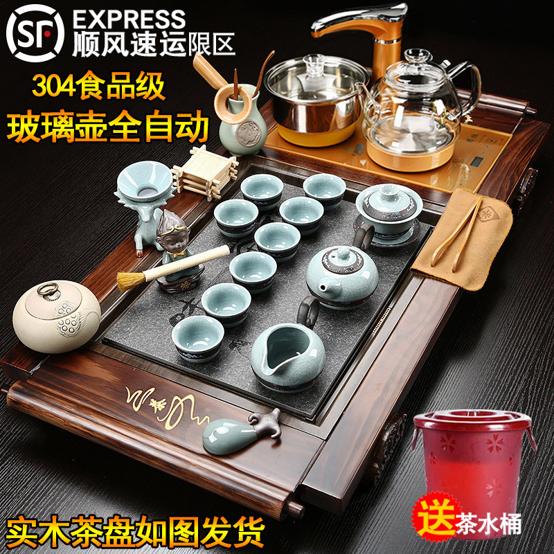 fully automatic solid wood Kungfu Online Four tea tray Simplicity Glass teapot household Cinnabar tea set suit Tea ceremonyin the Tableware , Tea set , Tea package category - from Buy2taobao.com to provide professional Taobao agent buy service