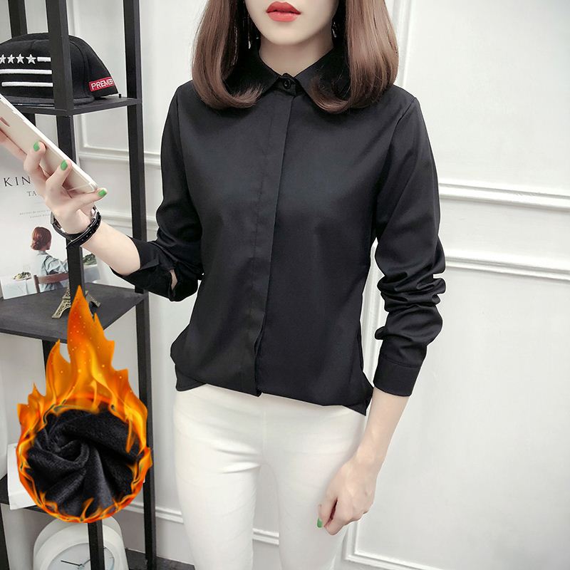 Autumn and winter new pattern black shirt Long sleeve Plush thickening Korean Edition Business Suits Easy Base coat Self cultivation shirtin the Women's clothing/Boutique , Shirt  category - from Buy2taobao.com to provide professional Taobao agent buy service