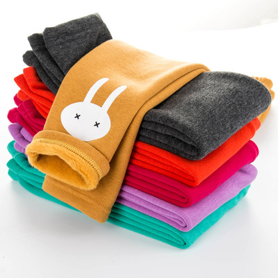 新款童装女童韩版花边打底裤加绒加厚儿童中大童宝宝九分外穿裤子