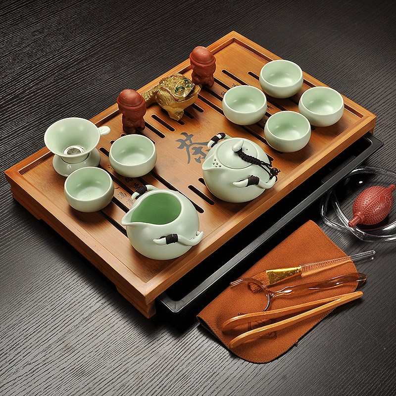 茶具套装家用包邮紫砂功夫陶瓷冰裂茶具整套 竹实木茶盘茶海茶。|ruв категории посуда, чайный сервиз, набор чайный сервиз - от Buy2taobao.com для оказания профессиональной услуги покупки агента Taobao