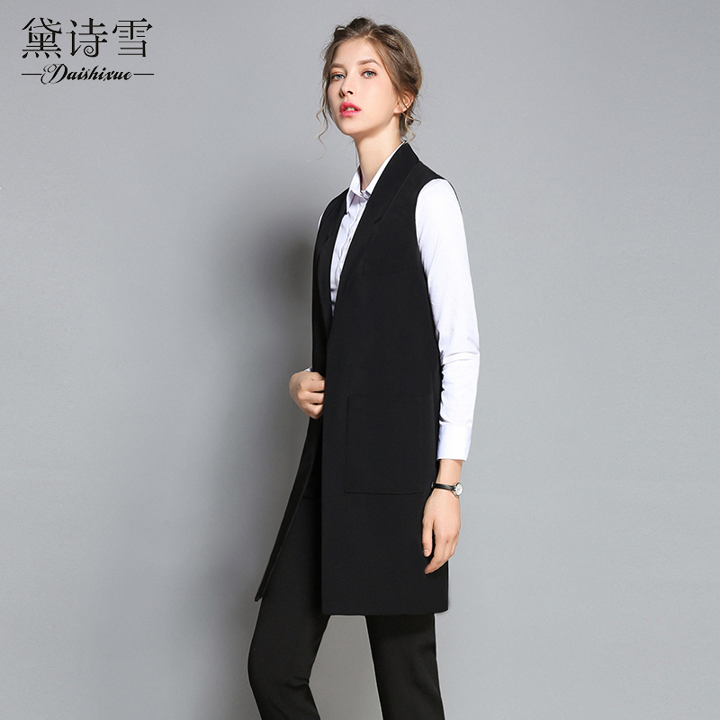 Sleeveless waistcoat Mid length version 2019 spring and autumn new pattern lady black Self cultivation Show thin suit Vest Cardigan coatin the Women's clothing/Boutique , Maga category - from Buy2taobao.com to provide professional Taobao agent buy service
