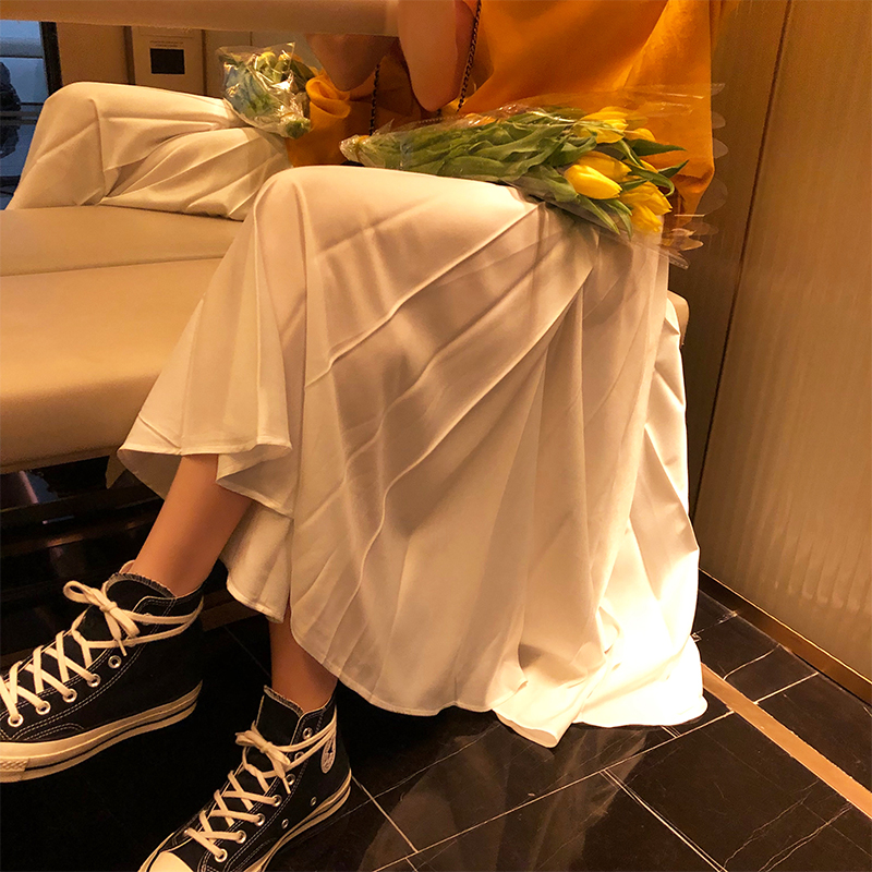 半身裙女2019新款夏白色百褶裙韩版中长款高腰适合胯大腿粗的裙子|msdalam kategori Butik wanita / wanita, skirt - dari Buy2taobao.com untuk memberikan perkhidmatan ejen Taobao profesional membeli