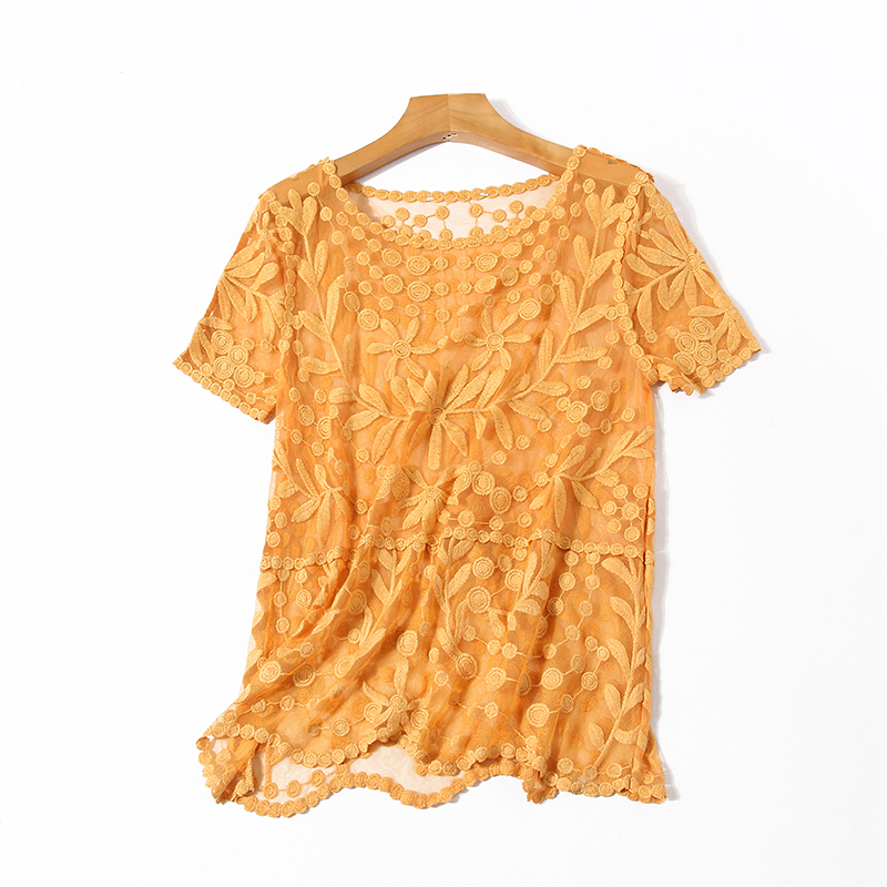 A summer Women's wear Solid jacket Easy T-shirts Short sleeved Versatile T-shirt Thin section have cash less than that is registered in the accounts Show thin Lace shirt L60in the Women's clothing/Boutique , Lace shirt/Chiffon shirt category - from Buy2taobao.com to provide professional Taobao agent buy service