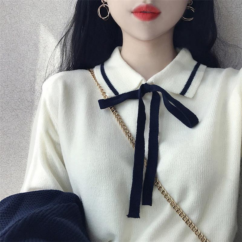 秋冬女装韩版宽松蝴蝶结慵懒套头很仙的毛衣甜美针织衫学生上衣在类目 女装/女士精品, 毛衣中 - 来自Buy2taobao.com提供专业的淘宝代购服务