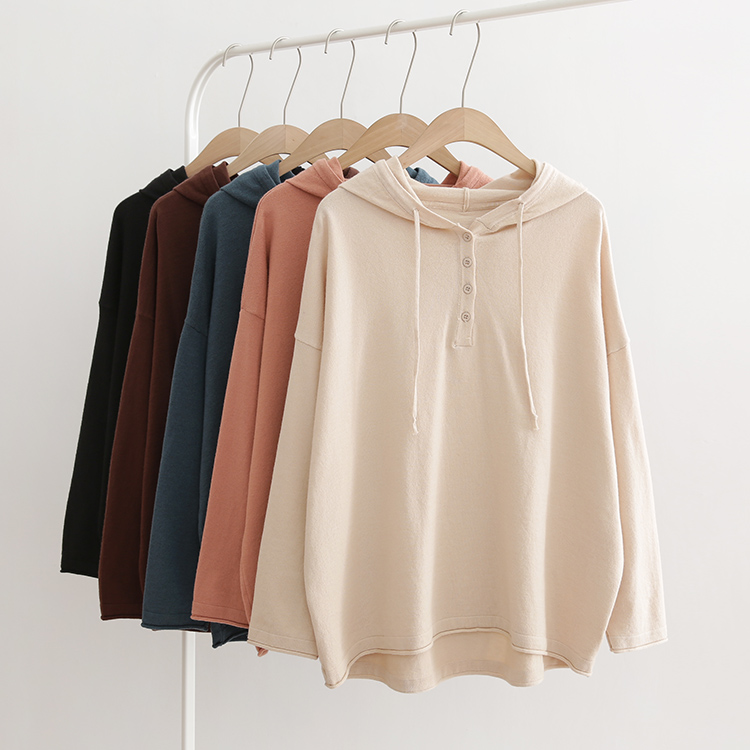 Easy leisure time Button Hooded Sweater Versatile Long sleeve Socket jacket Thin sweater Hoodie Primerin the Women's clothing/Boutique , Sweaters category - from Buy2taobao.com to provide professional Taobao agent buy service
