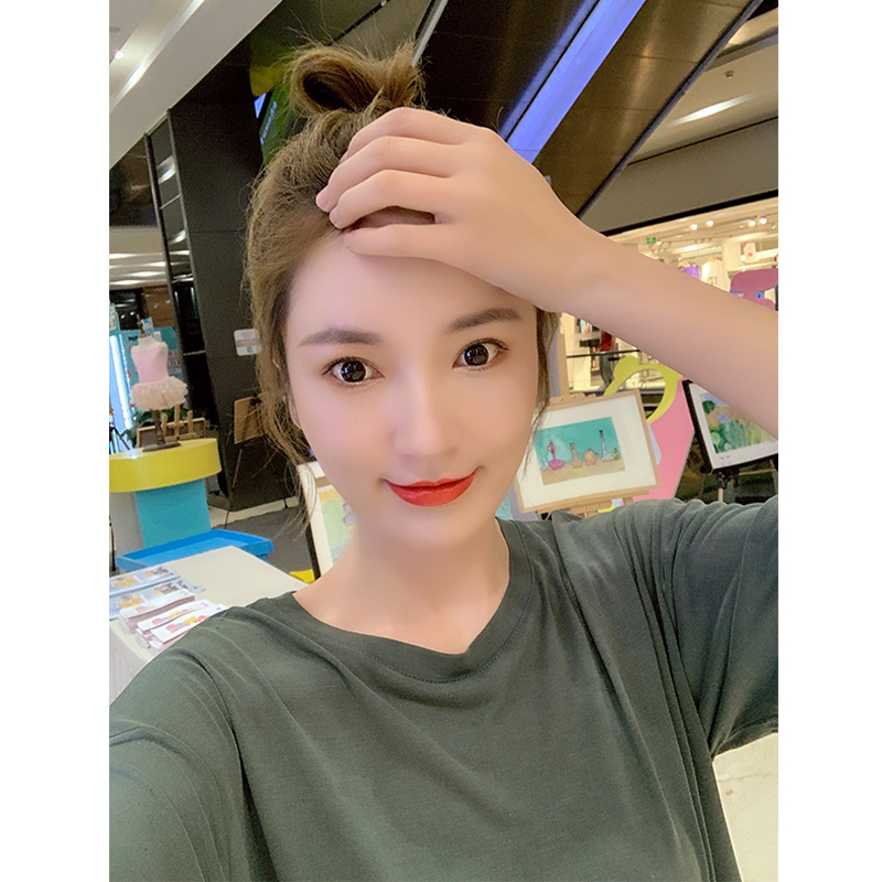DEMI定制 2019韩版新款上衣时尚侧边开叉短袖女舒适圆领T恤I809在类目 女装/女士精品, 毛衣中 - 来自Buy2taobao.com提供专业的淘宝代购服务