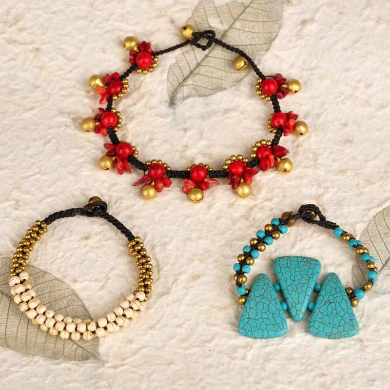 Thailand handicraft Jewelry Color stone Bracelet Turquoise Copper beads Wax rope Keepsake gift personality Versatilein the Accessories/Fashion Jewelry, Bracelets category - from Buy2taobao.com to provide professional Taobao agent buy service
