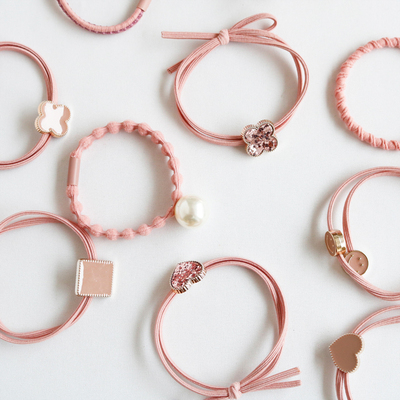 日韩少女心粉色系蝴蝶结发圈韩国扎头发橡皮筋发绳头绳头饰品头花