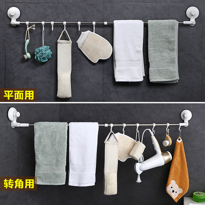 双庆浴室毛巾架免打孔卫生间不锈钢毛巾杆单杆厕所挂毛巾架吸盘式