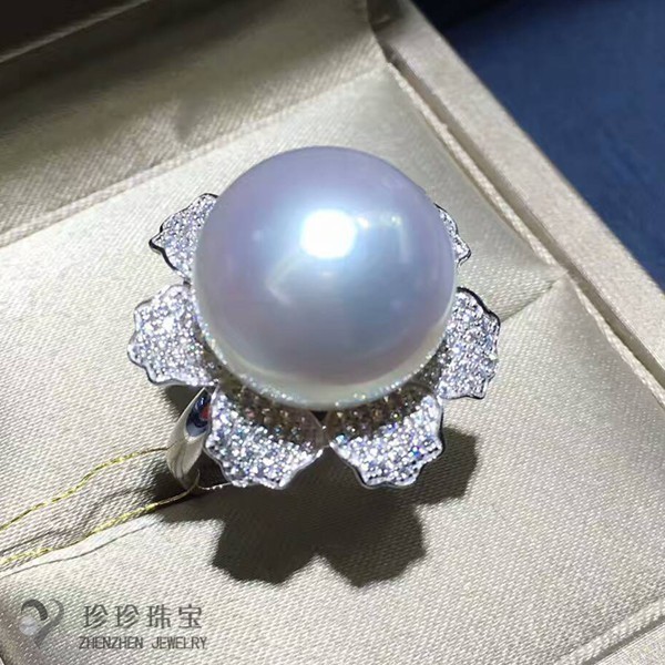 澳洲南洋白珠戒指15-16mm正圆镜面强光深海白色海水珍珠戒指18k在类目 珠宝/钻石/翡翠/黄金, 天然珍珠(新), 手饰中 - 来自Buy2taobao.com提供专业的淘宝代购服务