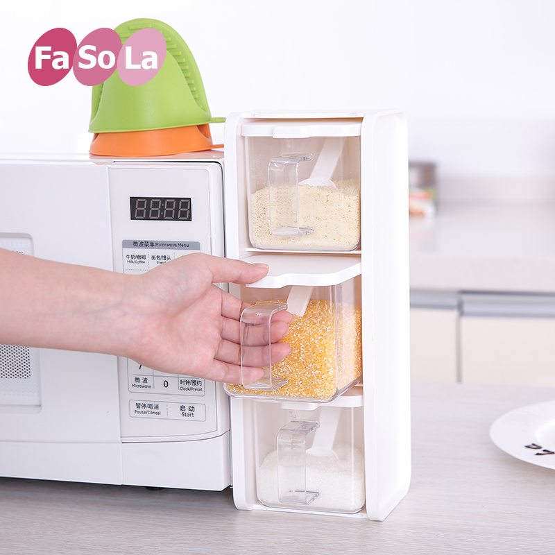 FaSoLa日式厨房调味罐套装家用调料瓶塑料调味盒盐罐糖罐调料罐子|ruв категории кухня/посуда, кухонный Гаджет/кухня хранения, тарного хранения/кухня хранения посуды, приправы бутылки - от Buy2taobao.com для оказания профессиональной услуги покупки агента Taobao