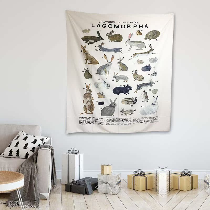 Northern Europe ins Valance leisure time Tapestries Beach towel indoor Decorative table Cloth curtain animal Illustration rabbitin the Home Fabric , Tapestry/Tapestry category - from Buy2taobao.com to provide professional Taobao agent buy service
