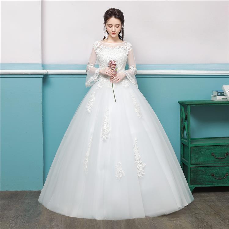 婚纱礼服2018新款秋季新娘结婚韩版显瘦公主喇叭袖齐地白色双肩|ruв категории Женская одежда, Cвадебные платья, свадебное платье - от Buy2taobao.com для оказания профессиональной услуги покупки агента Taobao
