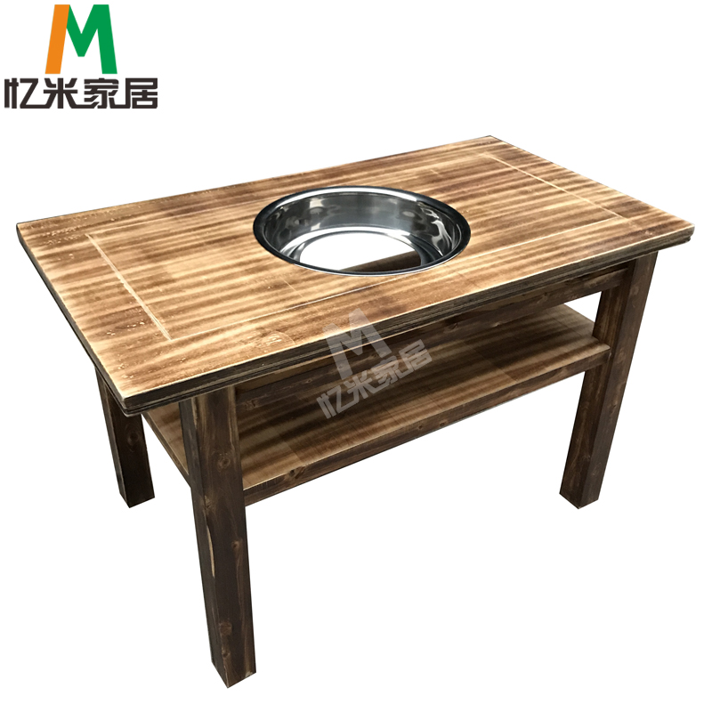 简易款实木多层板串串香燃气灶电磁炉火烧木碳化色火锅桌餐桌定做在类目 商业/办公家具, 餐饮/烘焙家具, 火锅桌中 - 来自Buy2taobao.com提供专业的淘宝代购服务