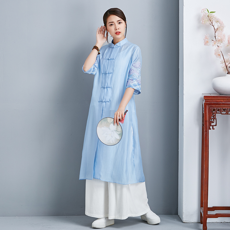Original Ethnic style Polyandrum Mid length version Embroidery Women's wear shirt Chinese style Stand collar Elbow sleeve jacket Zen tea service Cardiganin the Women's clothing/Boutique , Costume/National costume/Stage costumes , Costume/Chinese clothing , Jacket category - from Buy2taobao.com to provide professional Taobao agent buy service