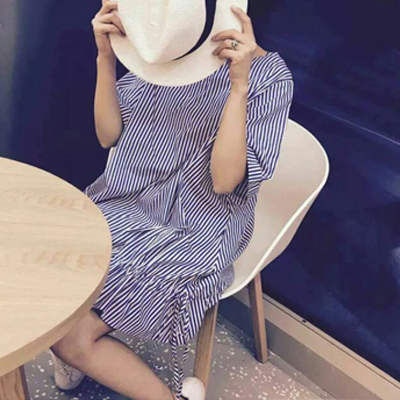 孕妇夏装2019新款韩版上衣韩国时尚潮大码宽松条纹夏季短袖连衣裙在类目 孕妇装/孕产妇用品/营养, 孕妇装, 连衣裙中 - 来自Buy2taobao.com提供专业的淘宝代购服务