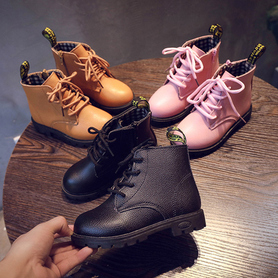 2018秋冬新款儿童马丁靴男童英伦风皮鞋靴子女童宝宝短靴小孩单靴