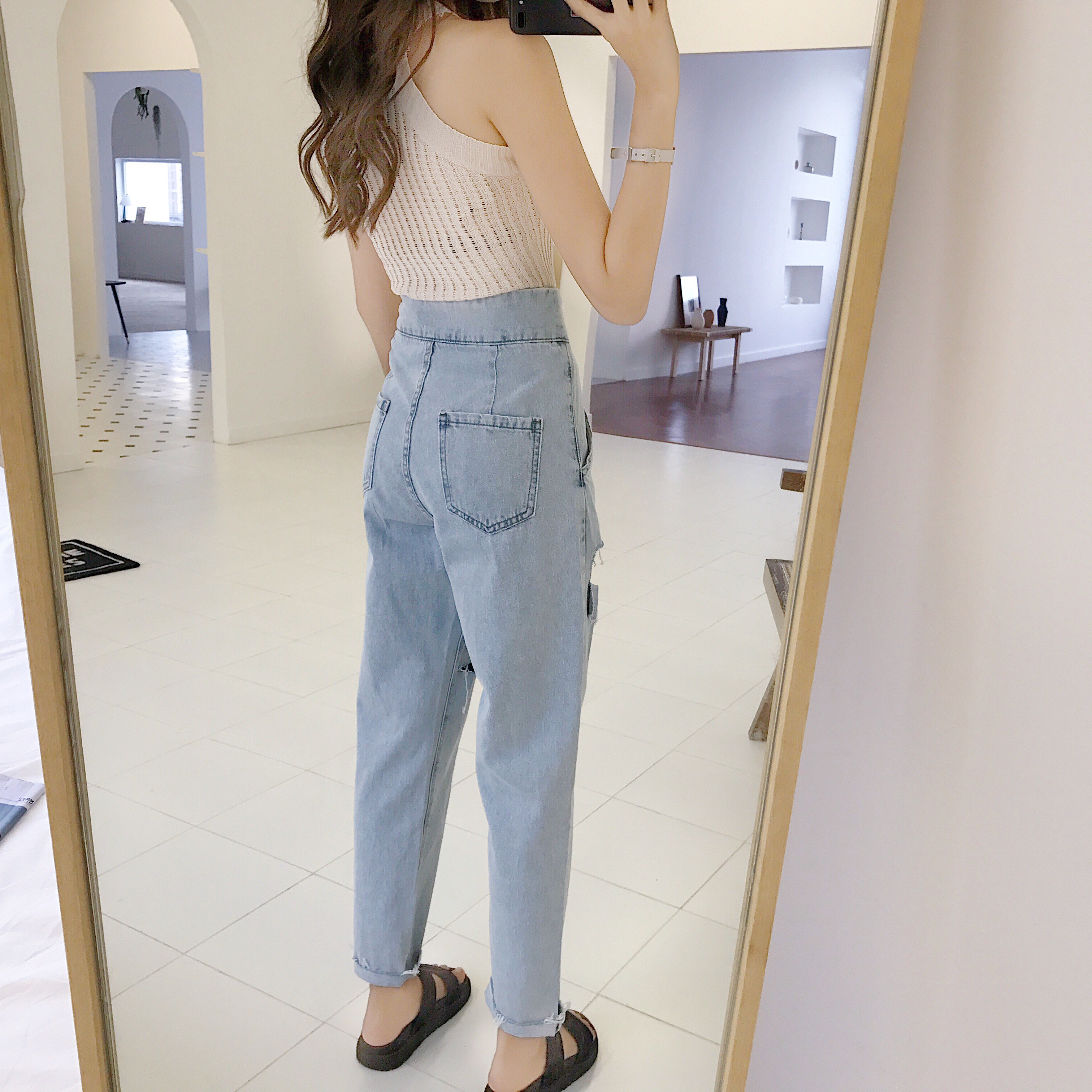 Bought in Japan hole Jeans hole Show thin Haren pants Haren Jeans Korean Edition Paige Summer wearin the Women's clothing/Boutique , Jeans category - from Buy2taobao.com to provide professional Taobao agent buy service