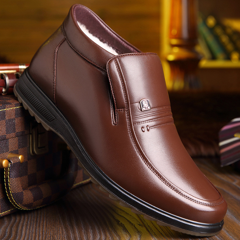 z10 winter Boots keep warm brown Middle and old age Patent leather Flat heel rubber Short tubein the Men's Shoes, Boots  category - from Buy2taobao.com to provide professional Taobao agent buy service