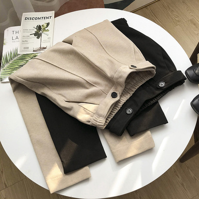 2019秋季韩版潮流气质小众长裤女直筒纯色时尚新款休闲洋气K@20