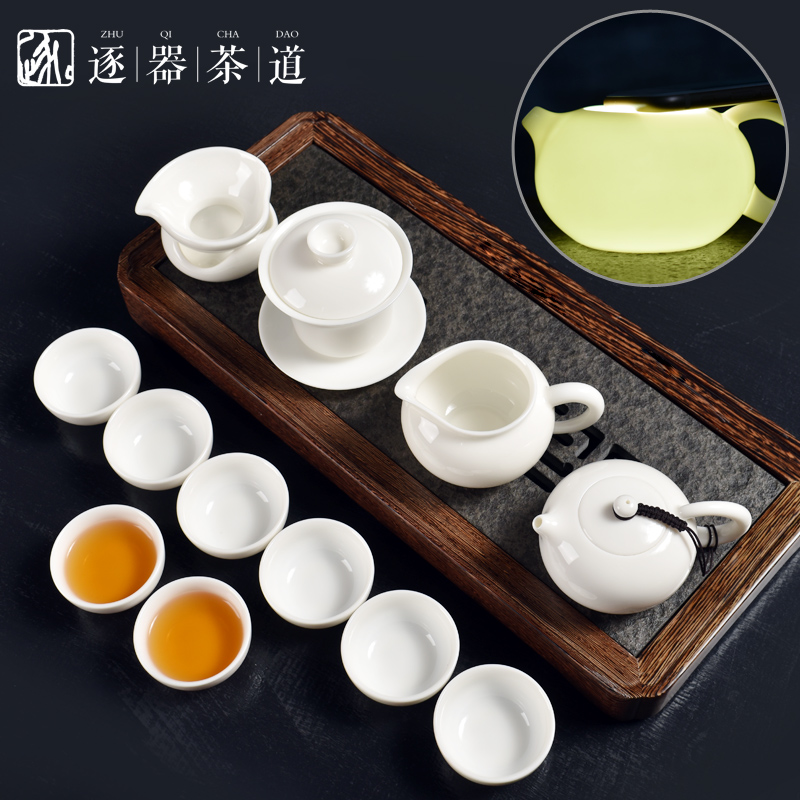 Dehua porcelain Kungfu Online Tea Set ceramics teapot Cover bowl household Office Boutique Suet jade LOGOin the Tableware , Tea set , Kung Fu Tea category - from Buy2taobao.com to provide professional Taobao agent buy service
