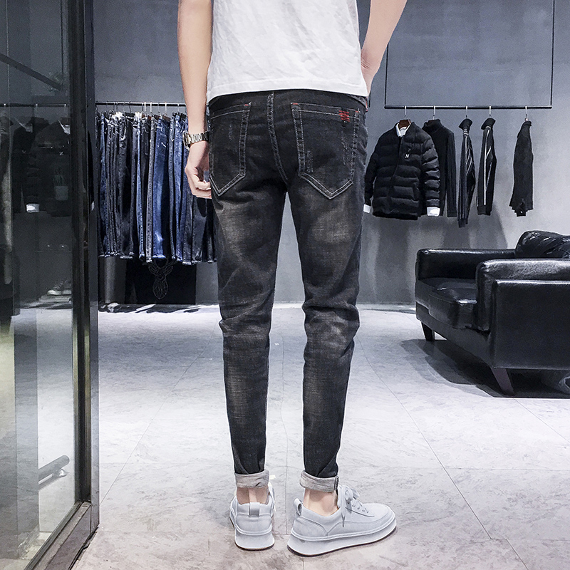 Jeans Self cultivation Korean Edition Spring Chaopai Youth trousers black hole Feet Casual pantsin the Men's clothing, Jeans category - from Buy2taobao.com to provide professional Taobao agent buy service