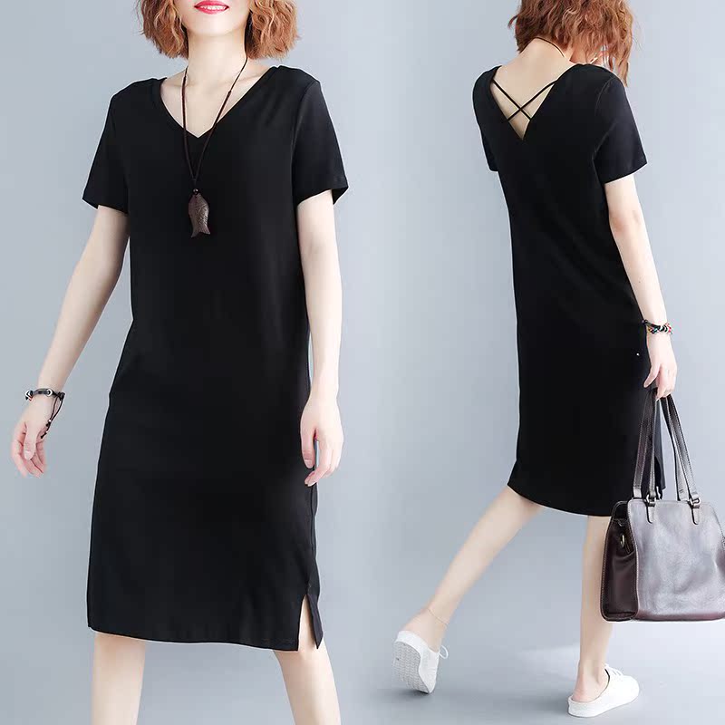 Big yards, women's fat mm2019 new pattern Summer wear Korean Edition overlapping Bandage Backless have more cash than can be accounted for Dress Show thinin the Women's clothing/Boutique , Large size women category - from Buy2taobao.com to provide professional Taobao agent buy service